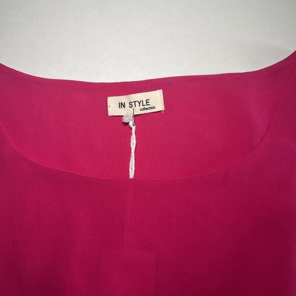 NWT In Style Pink Ivory Blue Color Block Dress Sleeveless Pullover Size Small - Picture 2 of 11